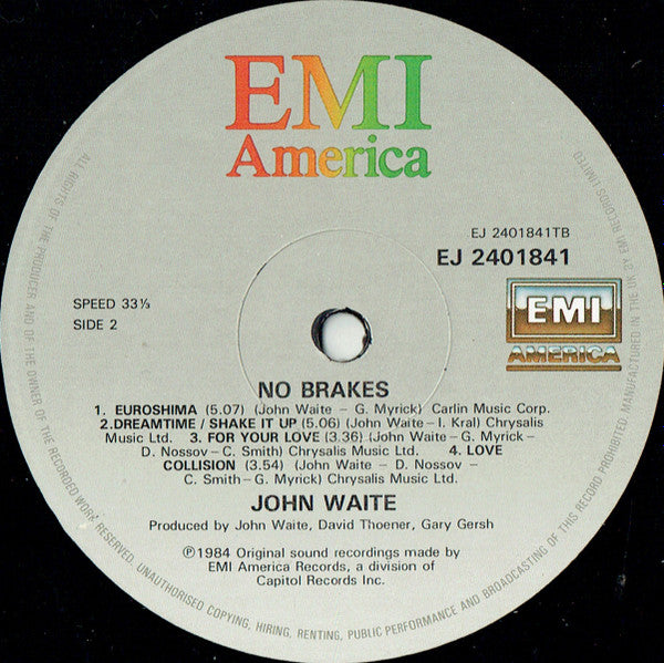 John Waite : No Brakes (LP, Album)