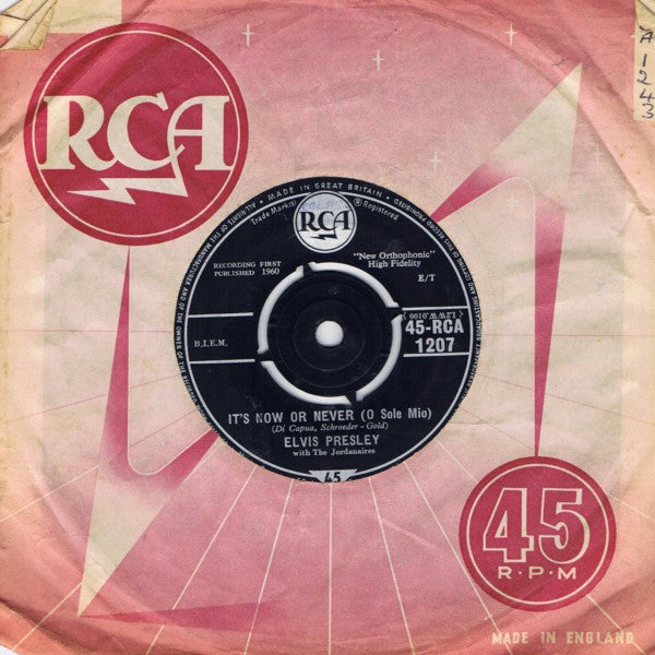 Elvis Presley With The Jordanaires : It's Now Or Never (O Sole Mio) (7", Single)