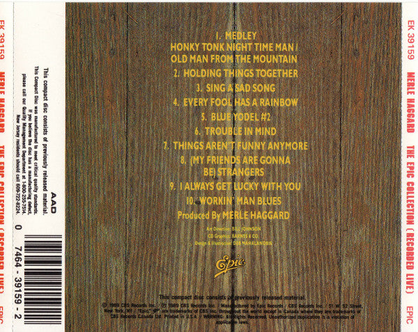 Merle Haggard : The Epic Collection (Recorded Live) (CD, Album, RE)