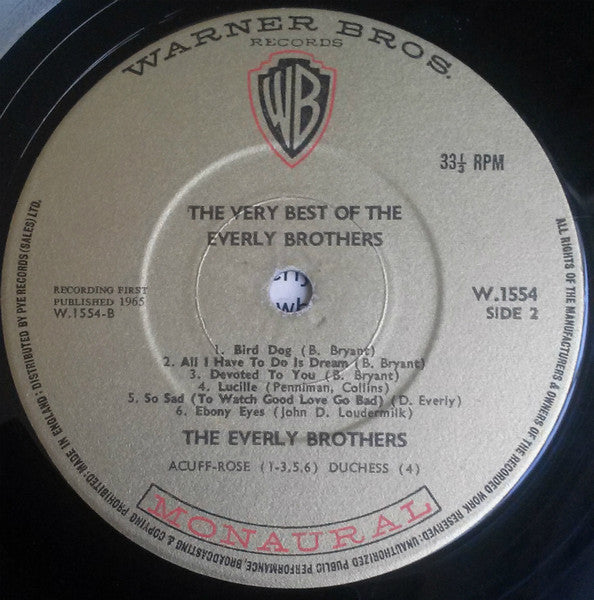 Everly Brothers : The Very Best Of The Everly Brothers (LP, Album, Mono)