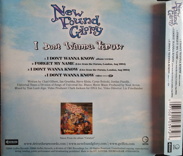 New Found Glory : I Don't Wanna Know (CD, Single, Enh)