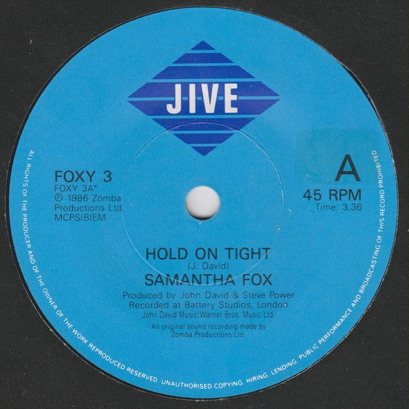 Samantha Fox : Hold On Tight (7", Single)