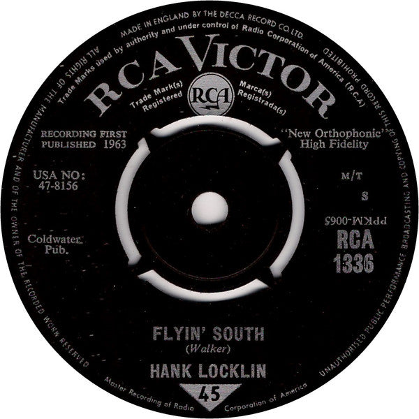 Hank Locklin : Flyin' South (7", Single)