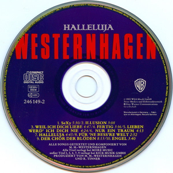 Marius Müller-Westernhagen : Halleluja (CD, Album)