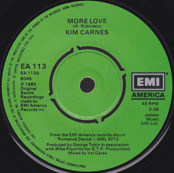 Kim Carnes : More Love (7", Single)