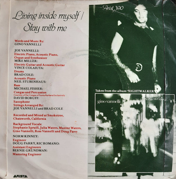Gino Vannelli : Living Inside Myself (7", Single)