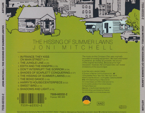 Joni Mitchell : The Hissing Of Summer Lawns (CD, Album, RE, RP)