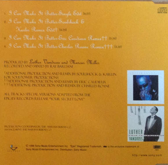 Luther Vandross : I Can Make It Better (CD, Single)