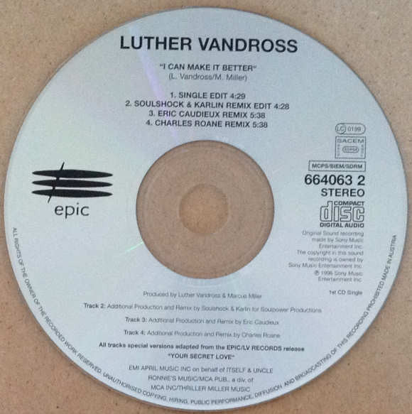 Luther Vandross : I Can Make It Better (CD, Single)