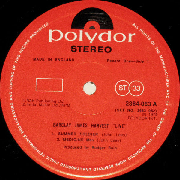 Barclay James Harvest : Live (2xLP, Album)