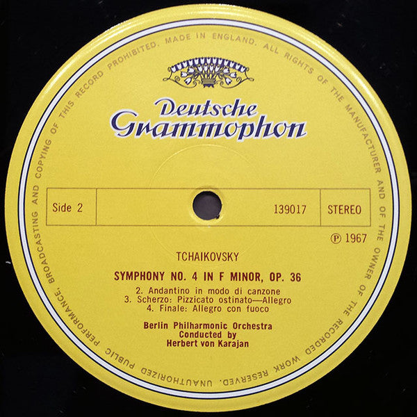Pyotr Ilyich Tchaikovsky, Berliner Philharmoniker • Herbert von Karajan : Symphony No.4 In F Minor (LP, Album, RE)