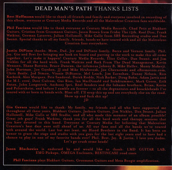 Malevolent Creation : Dead Man's Path (CD, Album)