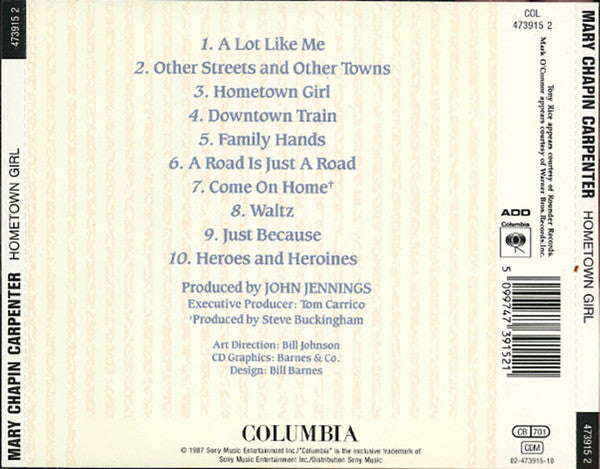 Mary Chapin Carpenter : Hometown Girl (CD, Album, RE)