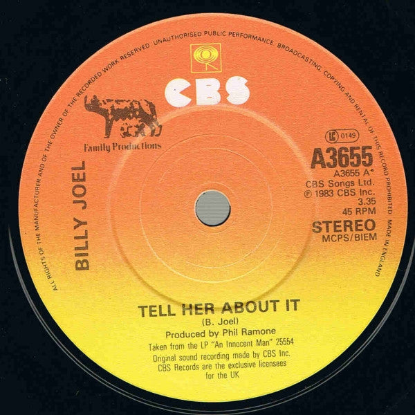 Billy Joel : Tell Her About It (7", Single, Pap)