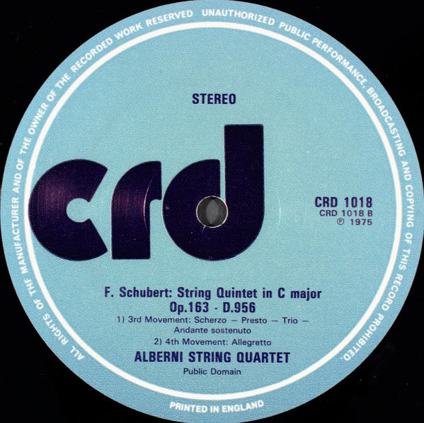 Franz Schubert - The Alberni Quartet With Thomas Igloi : String Quintet In C Major (Op. 163 - D 956) (LP)