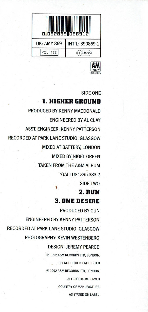 Gun (2) : Higher Ground (12", Single, Pos)