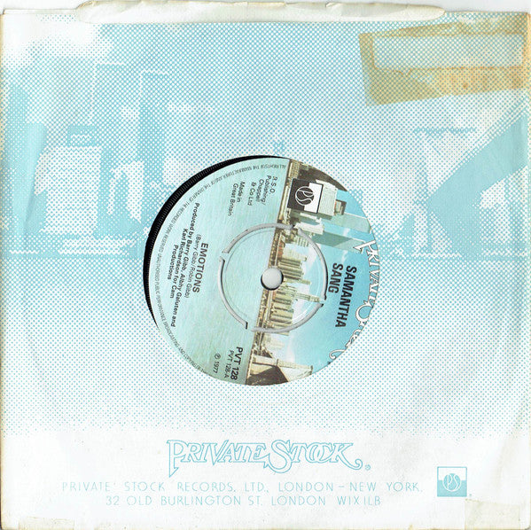 Samantha Sang : Emotions (7", Single, Blu)