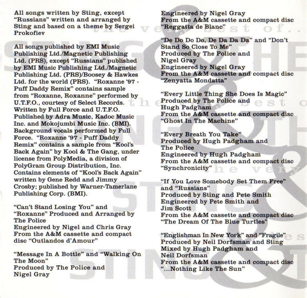 Sting & The Police : The Very Best Of... Sting & The Police (CD, Comp, RE, RM)