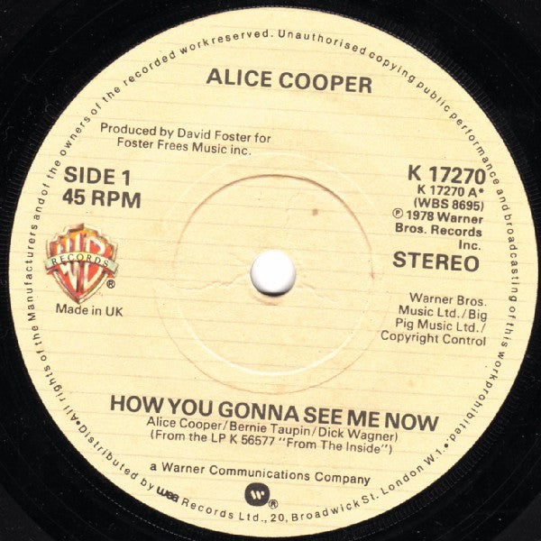 Alice Cooper - How You Gonna See Me Now (7) (Very Good Plus (VG)) - DaddyPop