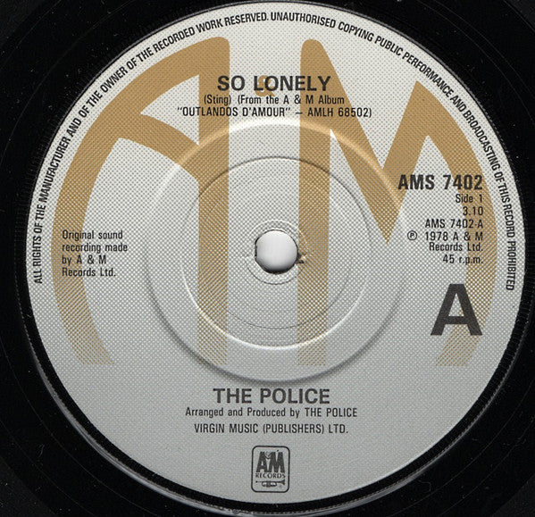 The Police : So Lonely (7", Single, RE)