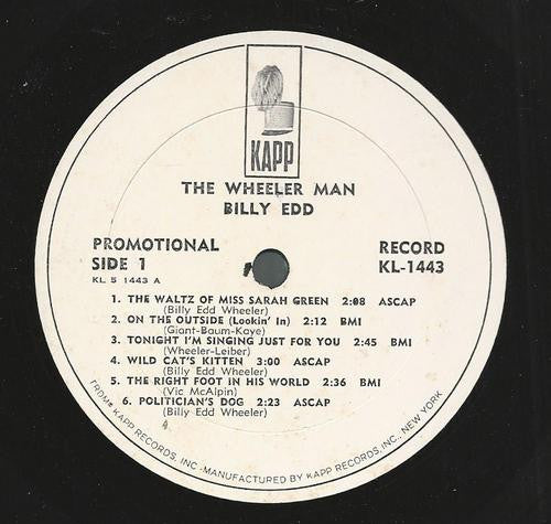 Billy Edd* : The Wheeler Man (LP, Mono, Promo)
