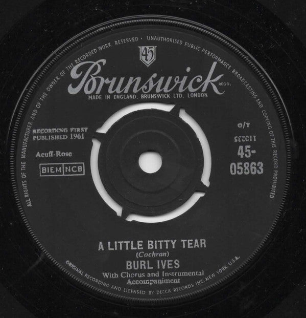 Burl Ives : A Little Bitty Tear (7", Single)