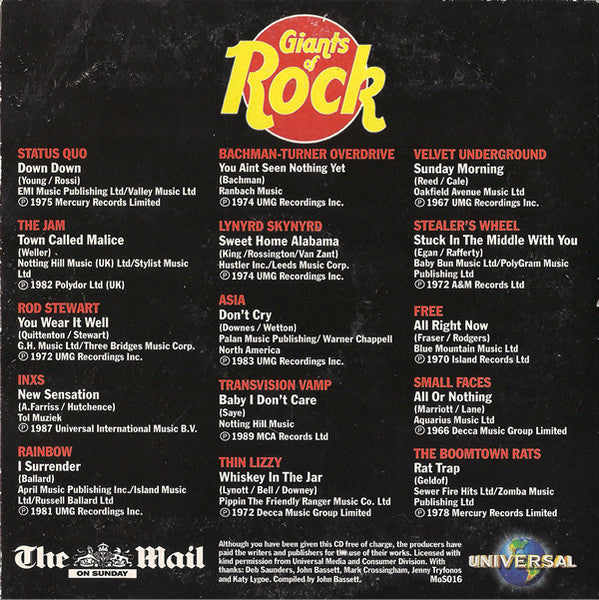 Various : Giants Of Rock (CD, Comp, Promo)