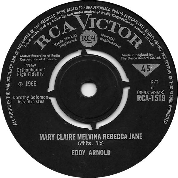 Eddy Arnold : I Want To Go With You (7", Single, Mono)