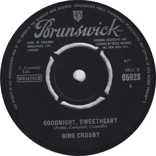 Bing Crosby : Where The Blue Of The Night (7", Single)