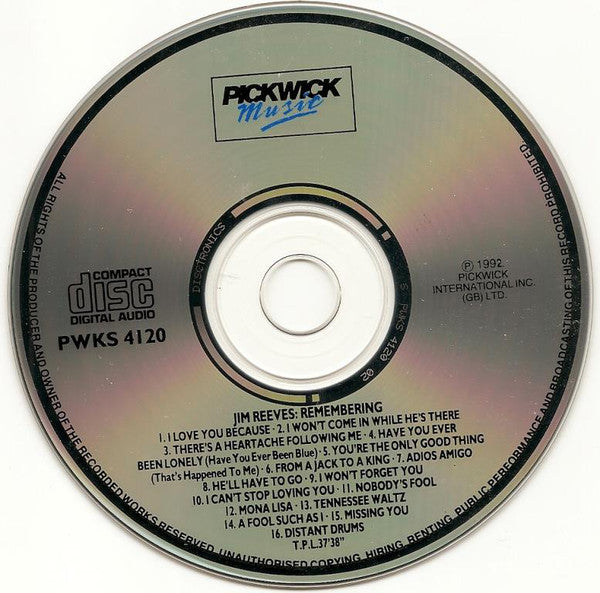 Jim Reeves : Remembering (16 Greatest Love Songs) (CD, Comp)