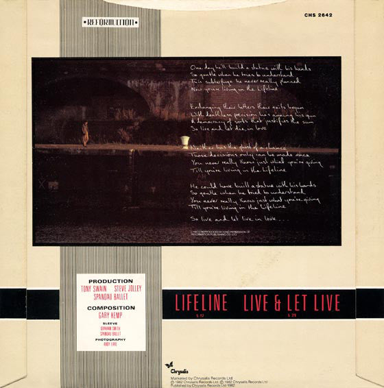 Spandau Ballet : Lifeline (7", Blu)