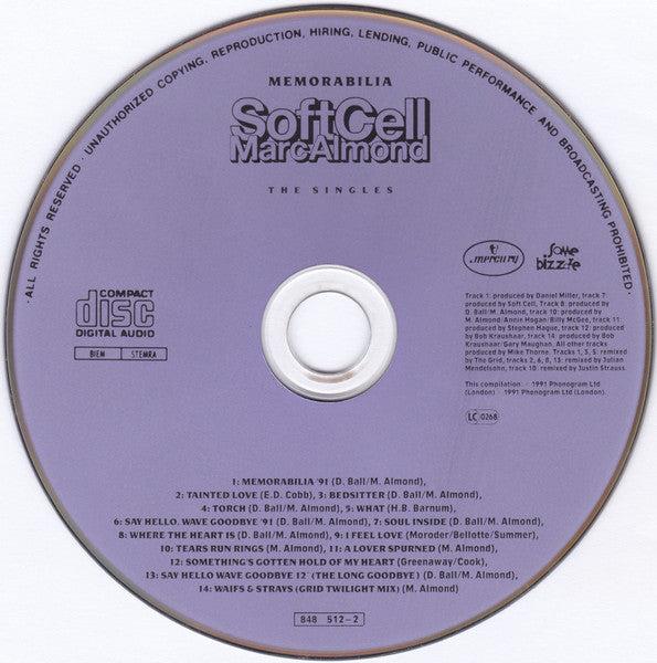 Soft Cell / Marc Almond : Memorabilia - The Singles (CD, Comp)
