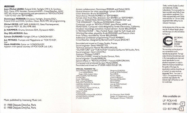 Jean-Michel Jarre : Revolutions (Cass, Album)