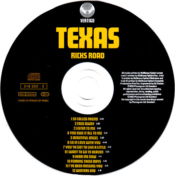Texas : Ricks Road (CD, Album, PMD)