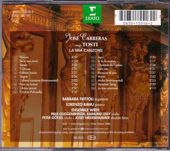 José Carreras With Barbara Frittoli : Sings Tosti - La Mia Canzone (CD, Album)