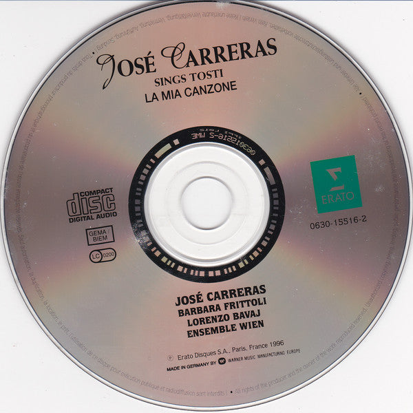 José Carreras With Barbara Frittoli : Sings Tosti - La Mia Canzone (CD, Album)