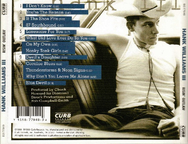Hank Williams III : Risin' Outlaw (CD, Album, RP)