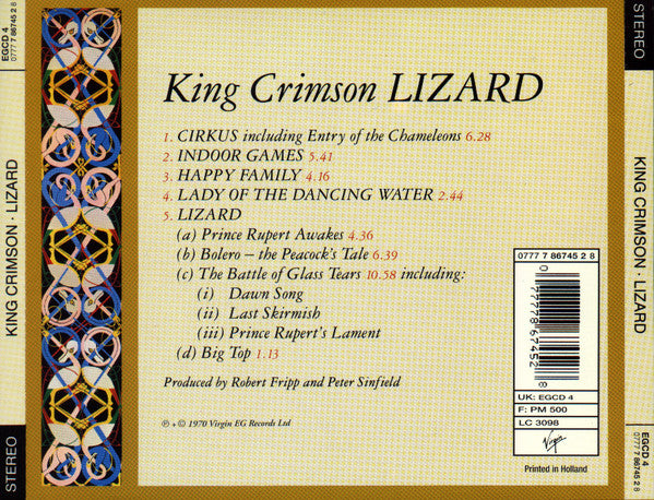 King Crimson : Lizard (CD, Album, RE)
