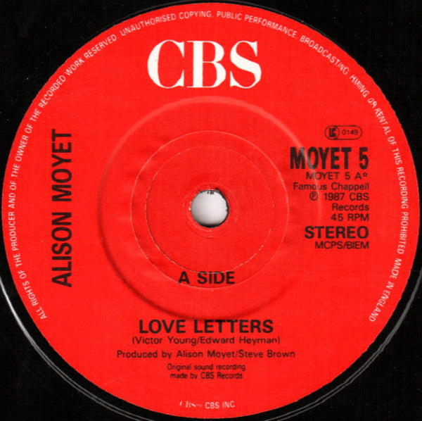 Alison Moyet - Love Letters (7) (Very Good Plus (VG)) - DaddyPop