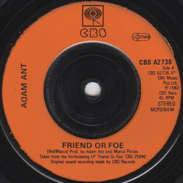 Adam Ant - Friend Or Foe (7) (Very Good Plus (VG)) - DaddyPop