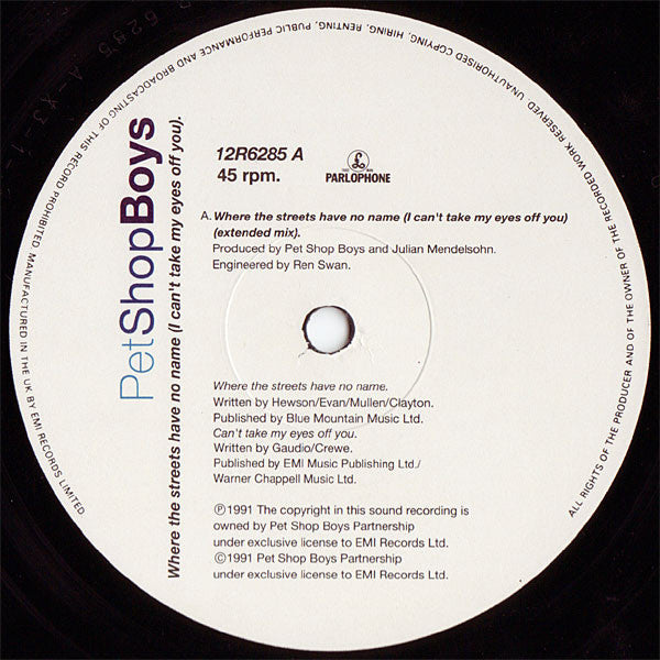 Pet Shop Boys : Where The Streets Have No Name (I Can't Take My Eyes Off You) / How Can You Expect To Be Taken Seriously? (12", Single)