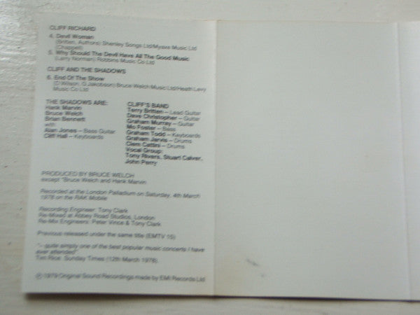 Cliff Richard & The Shadows : Thank You Very Much (Reunion Concert At The London Palladium) (Cass, Album, RE)