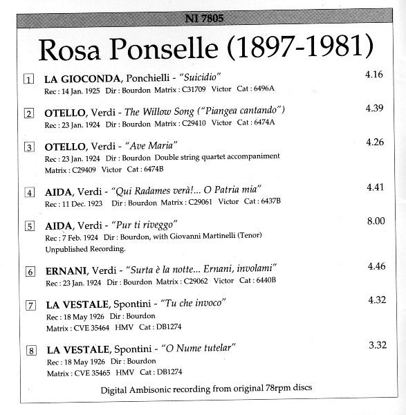 Rosa Ponselle - Ponselle (CD) (Near Mint (NM Or M-)) - DaddyPop