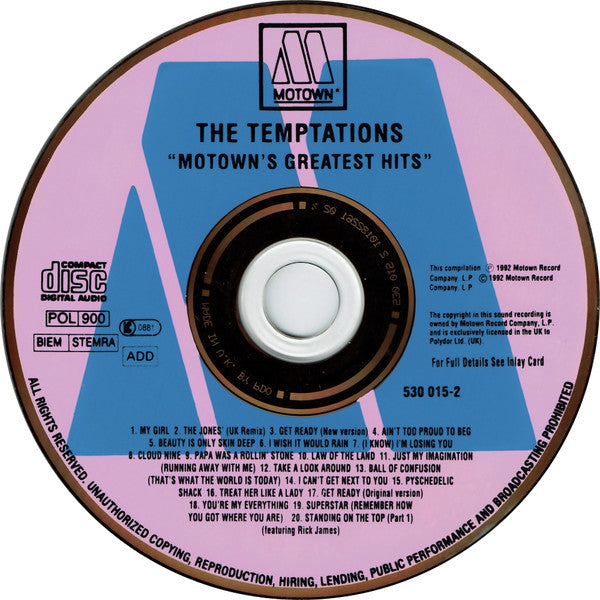 The Temptations : Motown's Greatest Hits (CD, Comp, PDO)