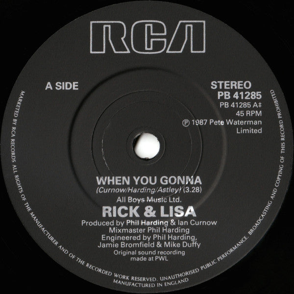 Rick Astley And Lisa Fabien : When You Gonna (7", Single)