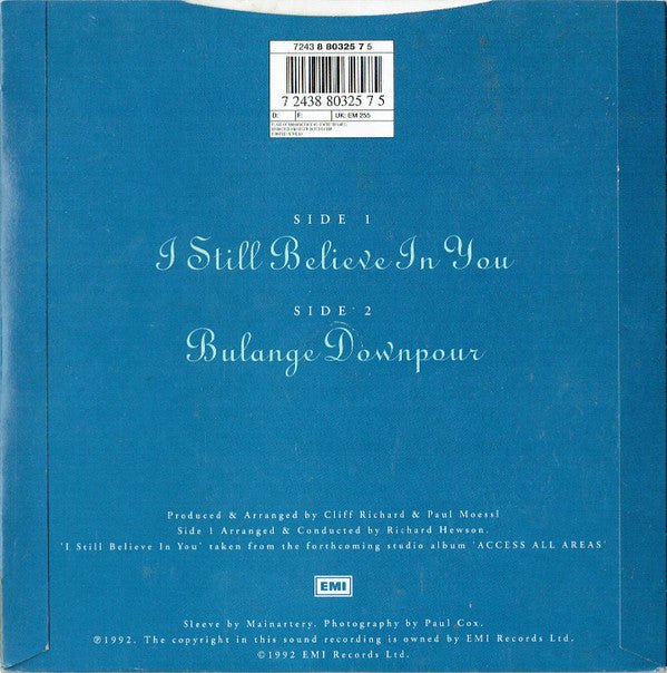 Cliff Richard : I Still Believe In You (7", Car)