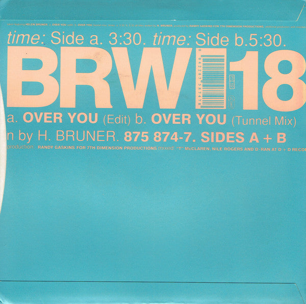 Taken Featuring Helen Bruner : Over You (7", Single)