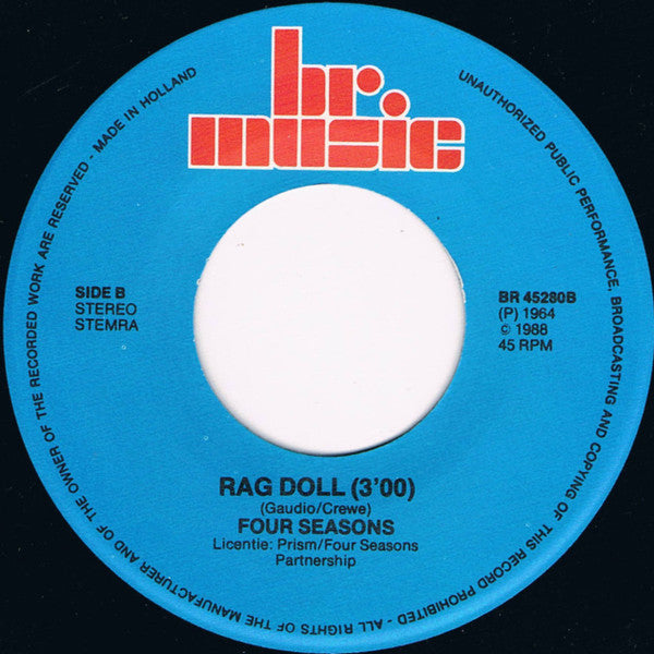The Four Seasons featuring Frankie Valli : Let's Hang On / Rag Doll (7", Single)