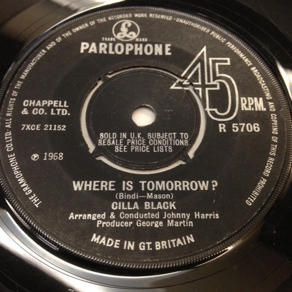 Cilla Black : Where Is Tomorrow? (7", Single, Pus)