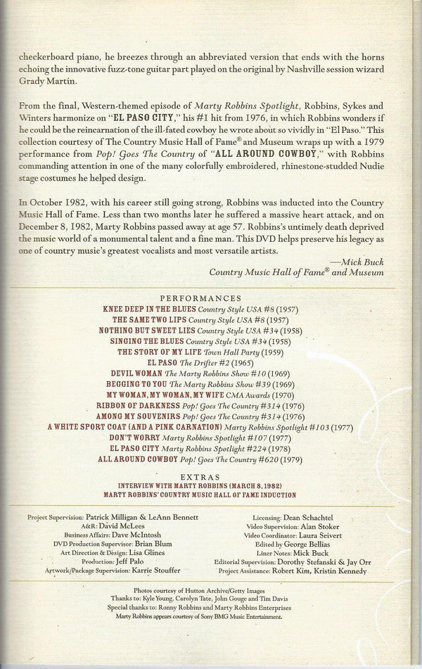 Marty Robbins : Legendary Performances (DVD-V)